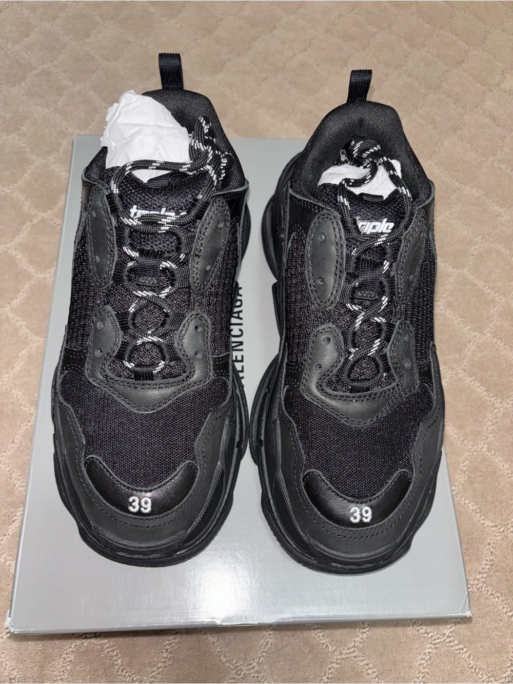 Balenciaga Triple S Black Womens Chunky Sneakers